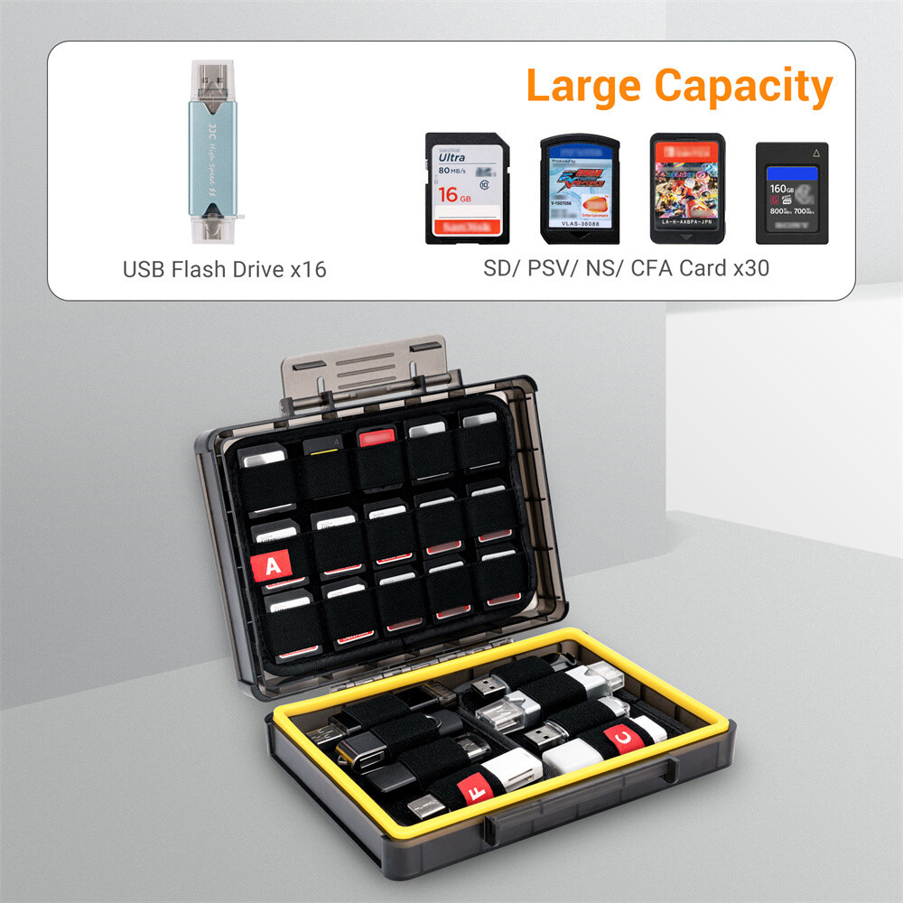 Memory Card Case Storage Holder for 16 USB Flash Drive Thumb +30 SD CF Type A