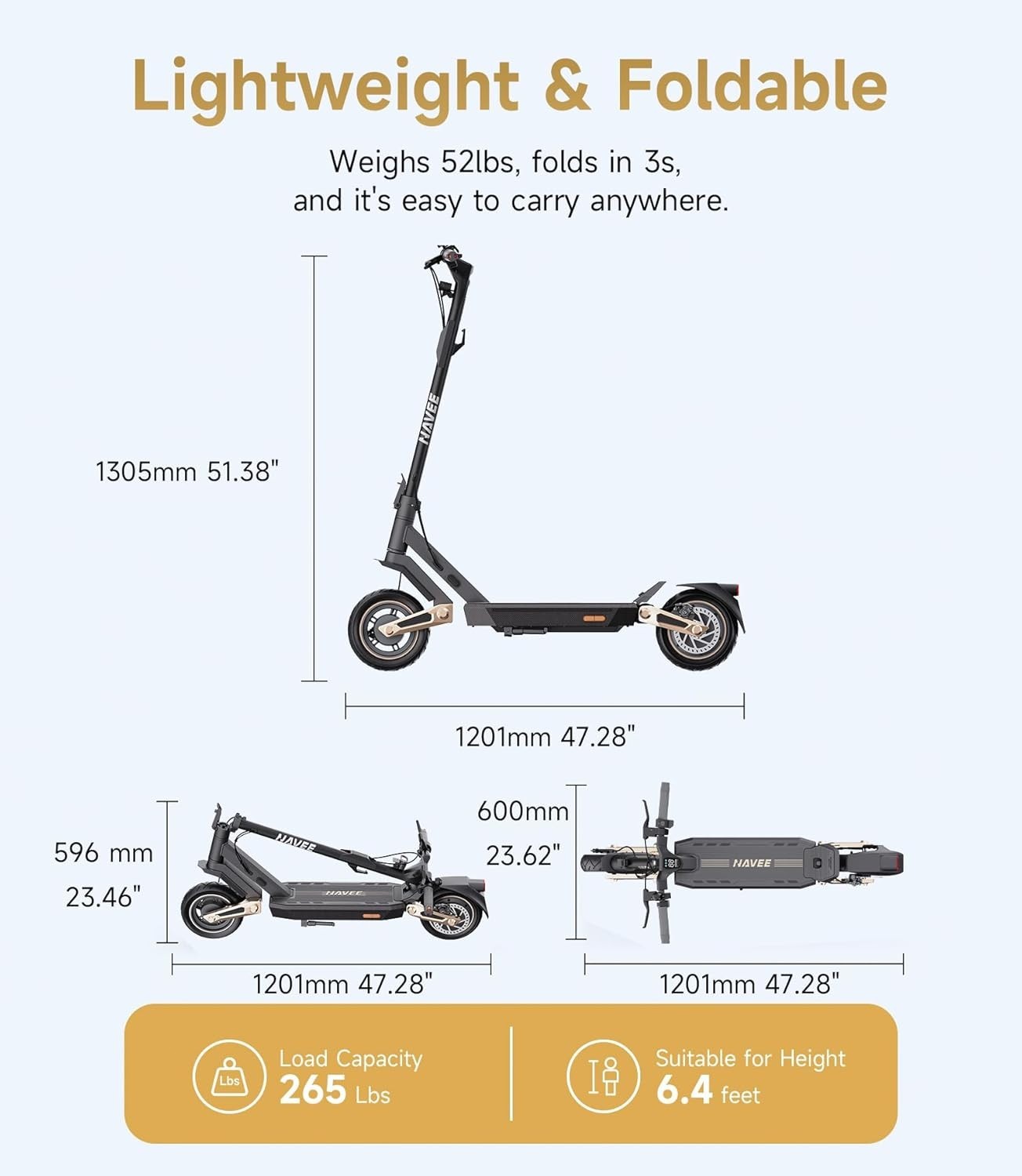 Navee ST3Pro Foldable Electric Scooter 25MPH Long Range Off-Road 10" Tires Adult