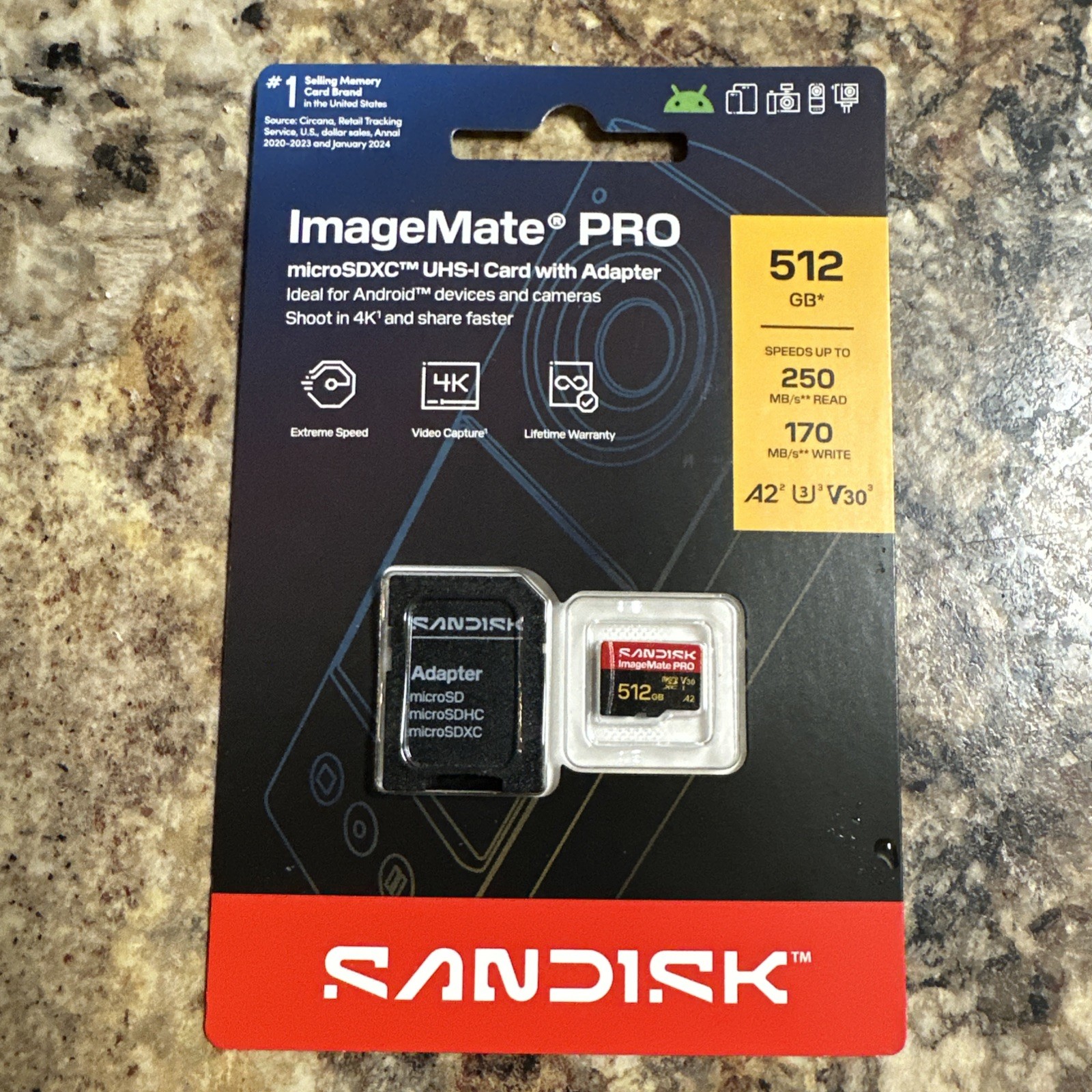 SanDisk  512GB ImageMate Pro microSDXC UHS-1 Memory Card SDSQXBD-512G-AW6KA New