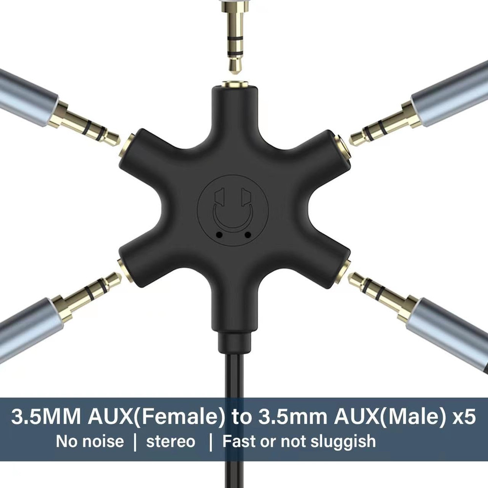 Multi Headphone Audio Splitter, 5-Way Jack 3.5Mm Audio Stereo Headset Splitter