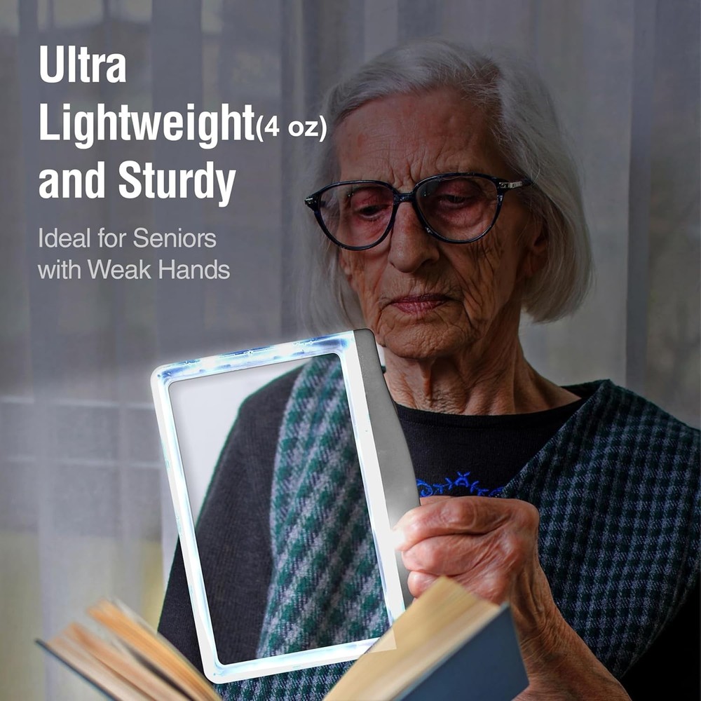 Versatile LED Page Magnifier for Low Vision: 3X Magnification & Adjustable Light
