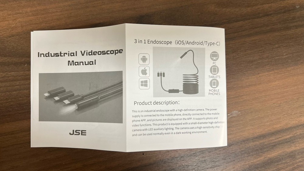 ENDOSCOPE CAMERA WITH LIGHT 16.4FT SEMI-RIGID CABLE WATERPROOF BORESCOPE SNAKE