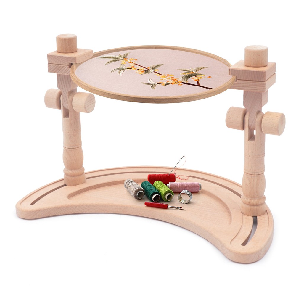 Moon Shape Embroidery Stand Adjustable Angle Desktop Frame for Needlework Craft