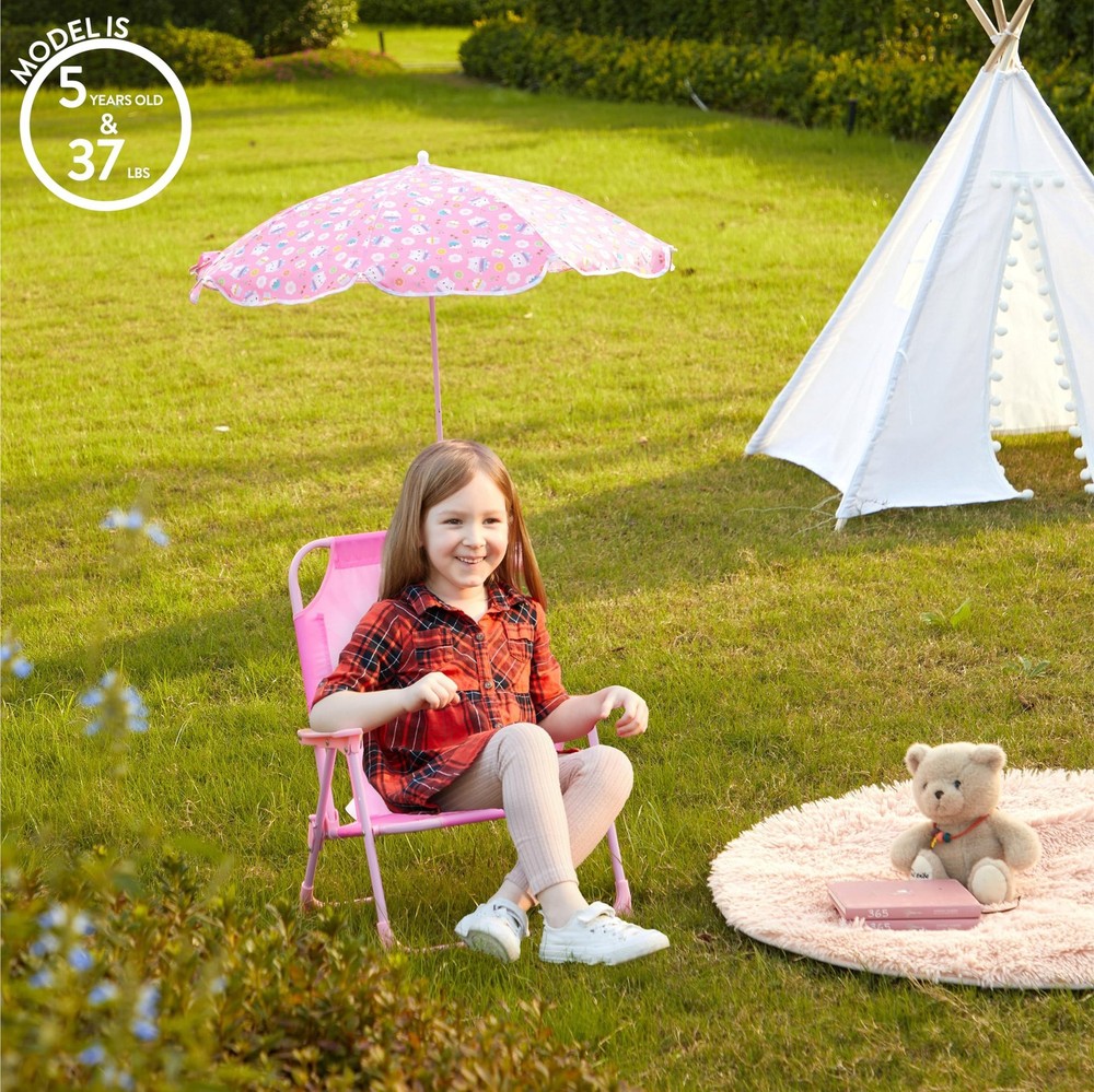 Idea Nuova Gabby’s Dollhouse Kids Folding Beach Chair with Umbrella, Outdo