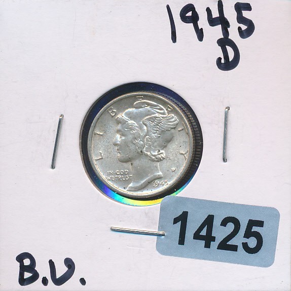 MERCURY SILVER DIME - 1945-D - BU - #1425