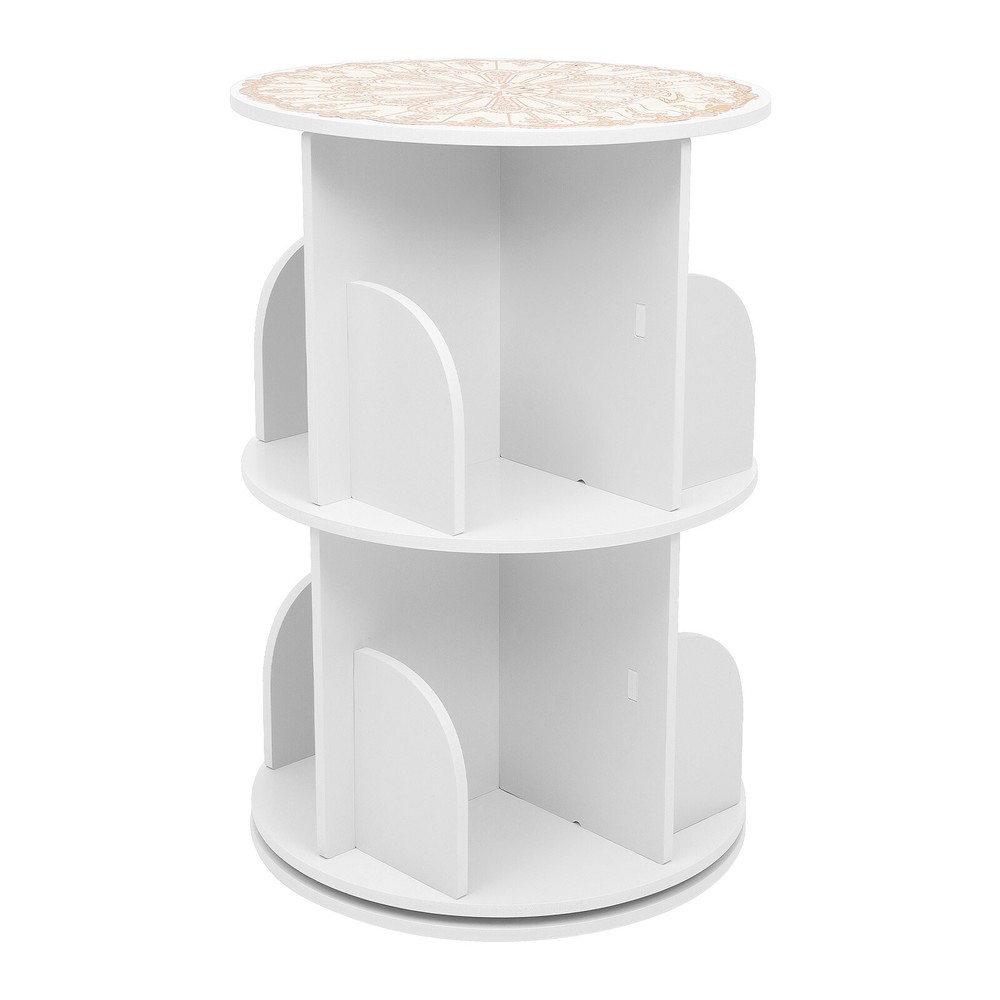 360° 2-Layer Rotating Bookshelf Bookcase Freestanding Storage Shelf Display Rack