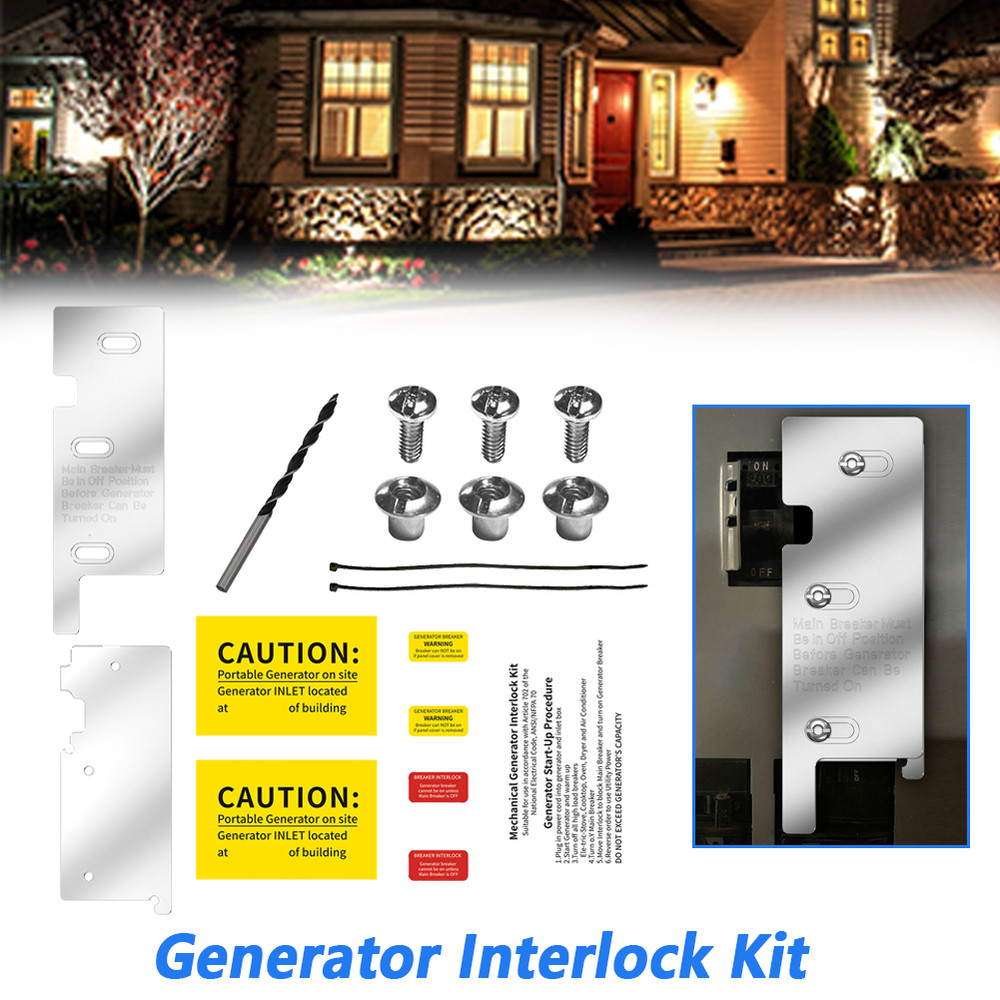 Aluminum Generator Interlock Kit Set For Square D QO 200 Amp Panel Main Breaker
