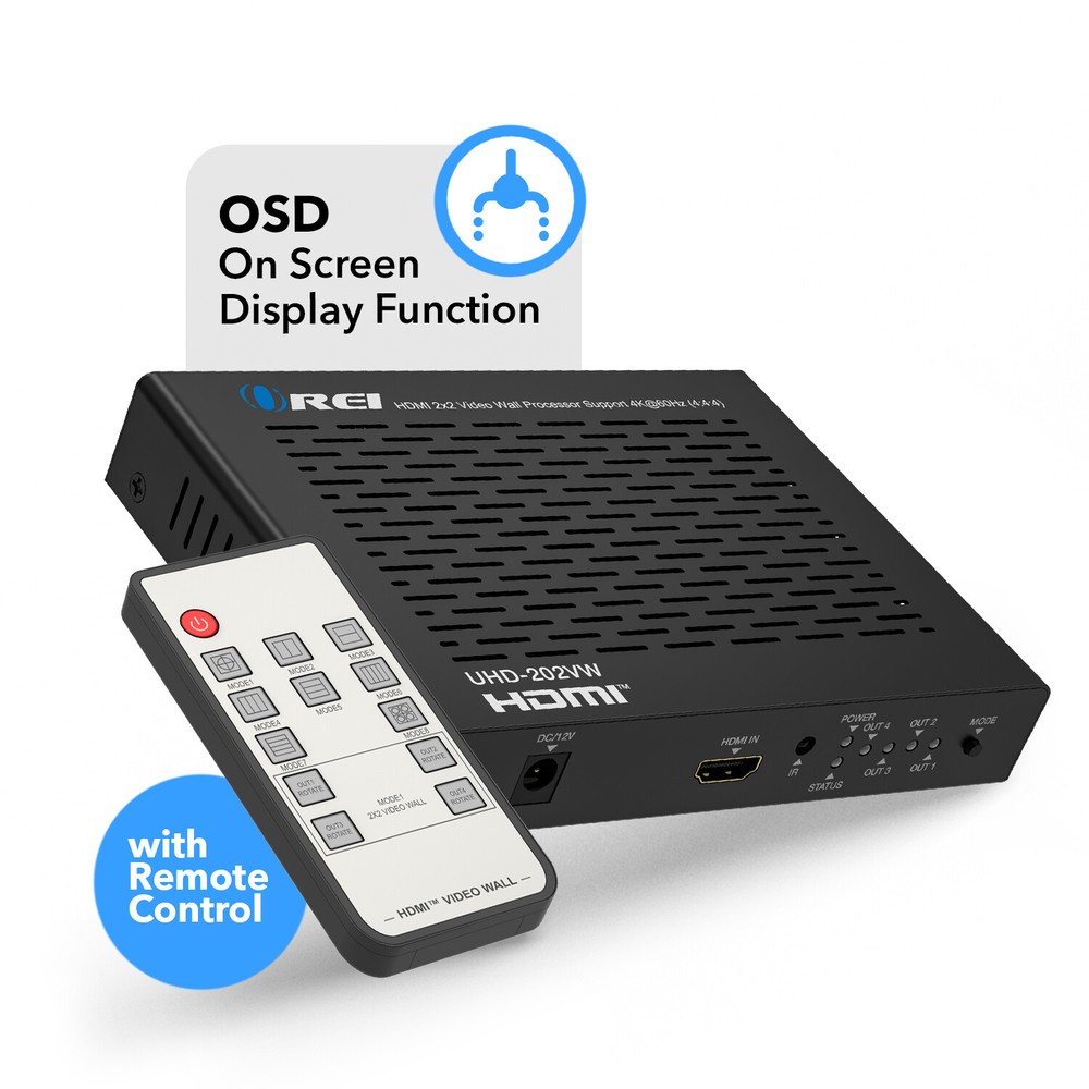 4K 2x2 Video Wall Controller Seamless HDMI Processor Upto 4K@60hz (UHD-202VW)