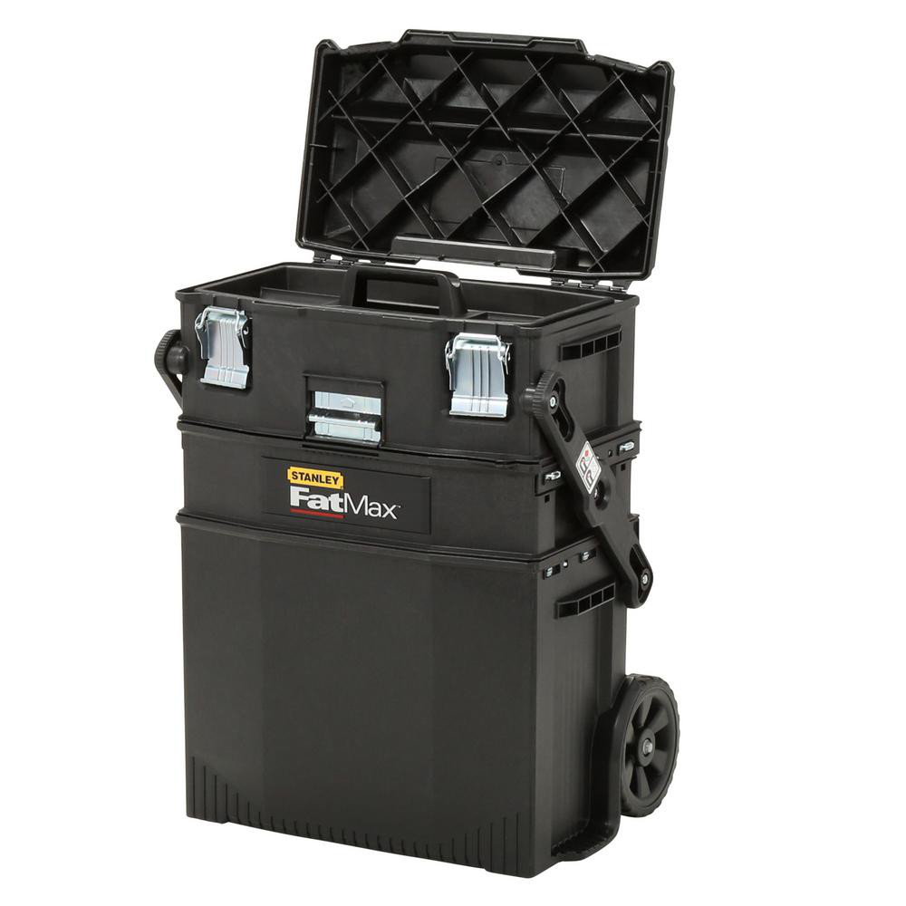 22in Mobile Tool Box 4in1 Cantilever Storage Compartment Wheels Rolling Black
