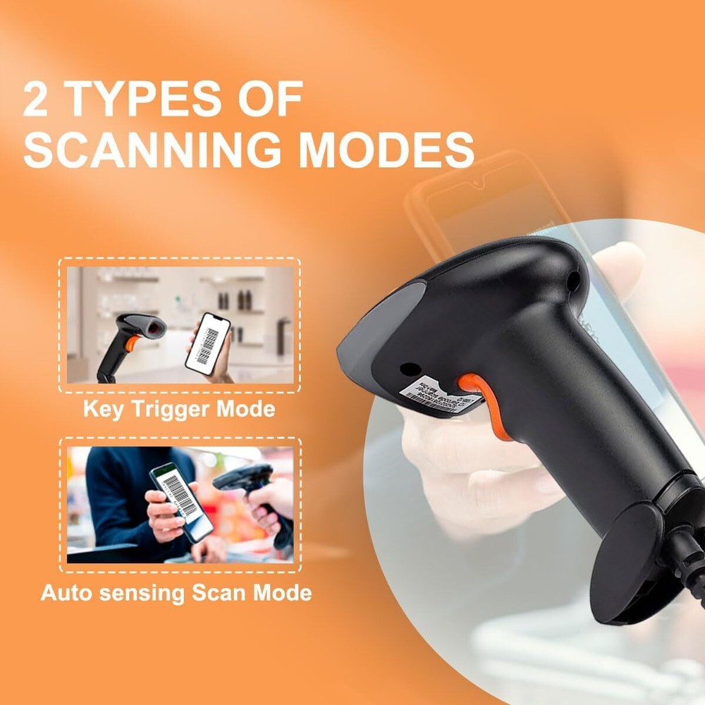2.4Ghz Wireless Barcode Scanner USB Cordless 1D Laser Handhold Barcode Reader