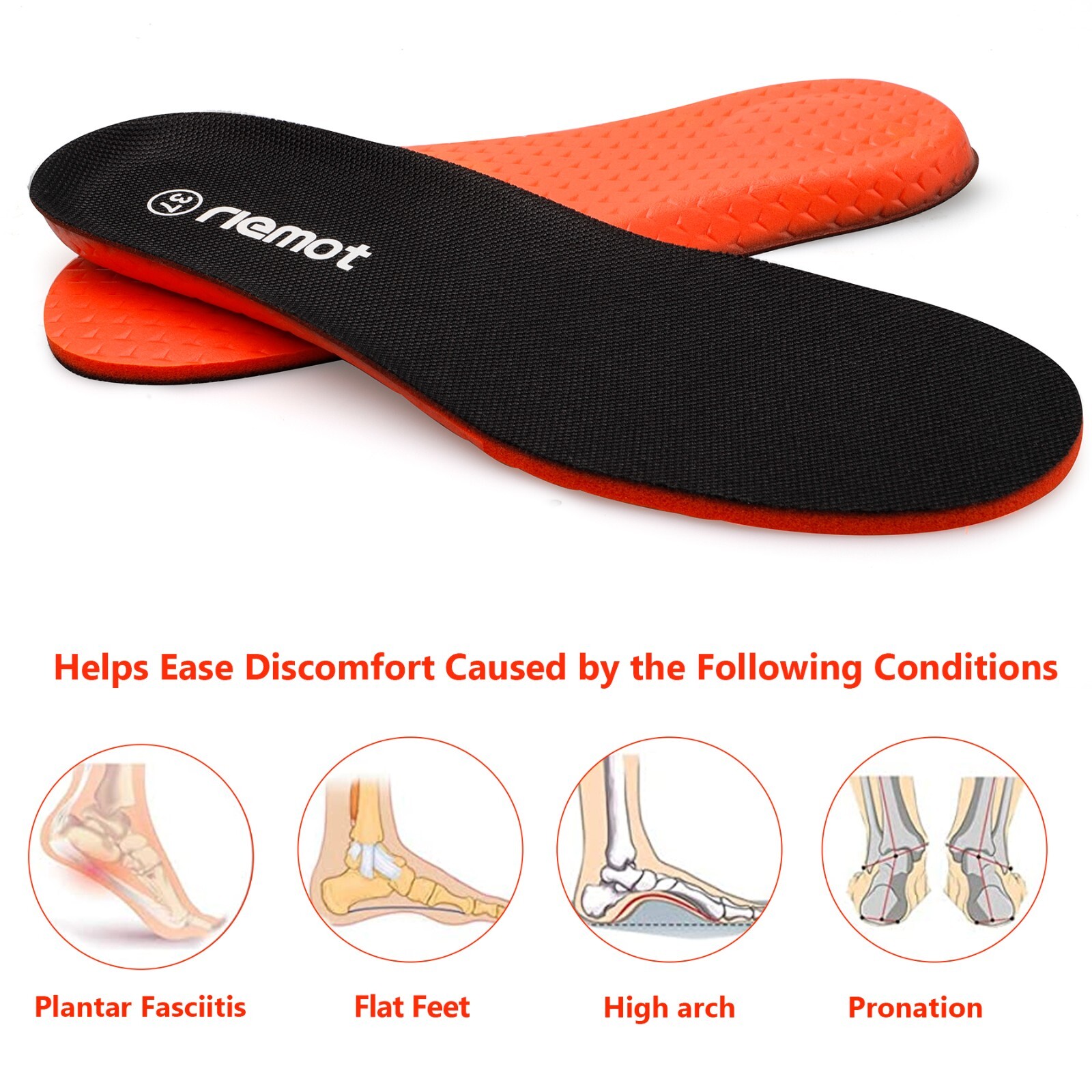 Arch Support Insoles for Men Gel Sport Shoe Inserts for Sneakers Work Boots