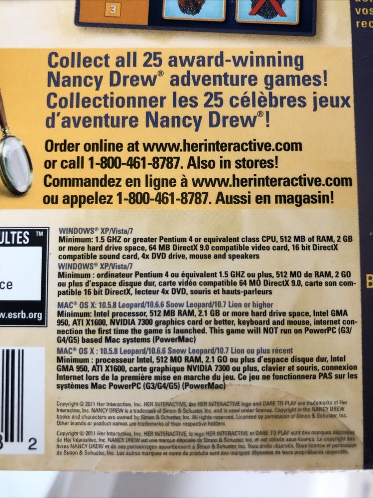 Nancy Drew: Alibi in Ashes PC Game (Windows/Mac DVD-Rom 2011) Special 25th Ed.