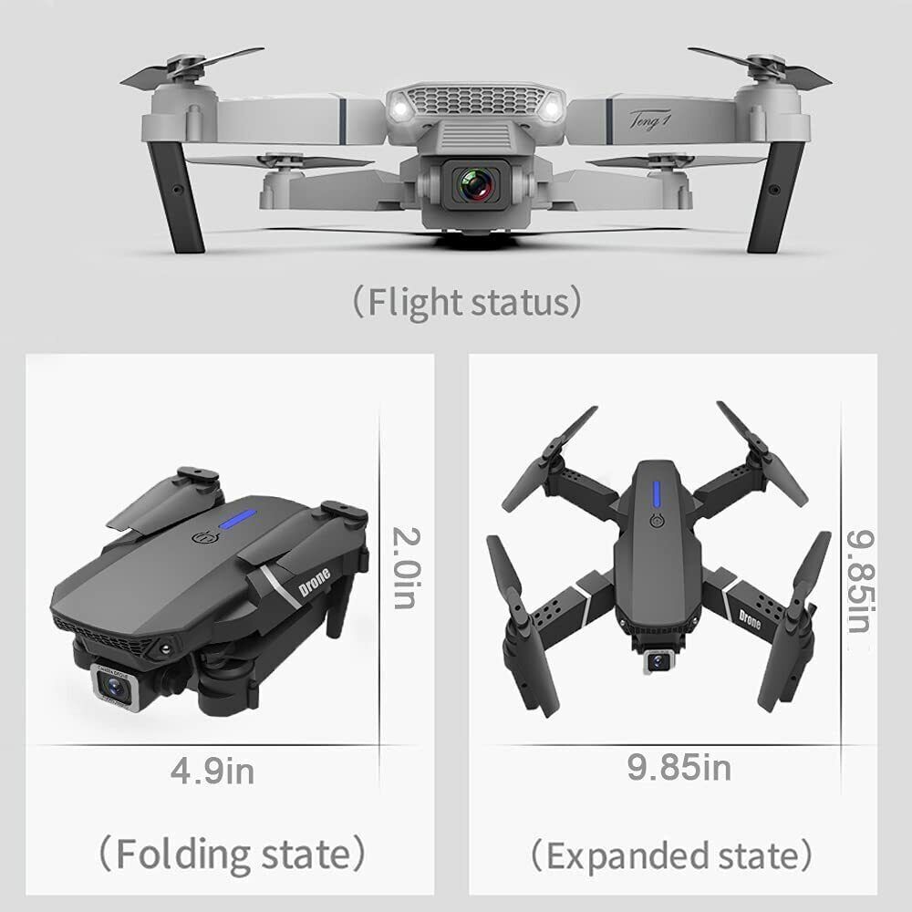 Black RC Drone with Obstacle Avoidance – 4-Side Sensors & 2 Batteries