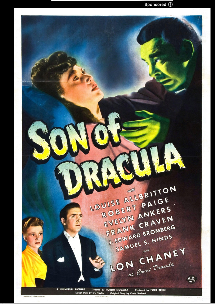 SON OF DRACULA (3/5/43) Rare Universal File Continuity Script + Trailer Script!!