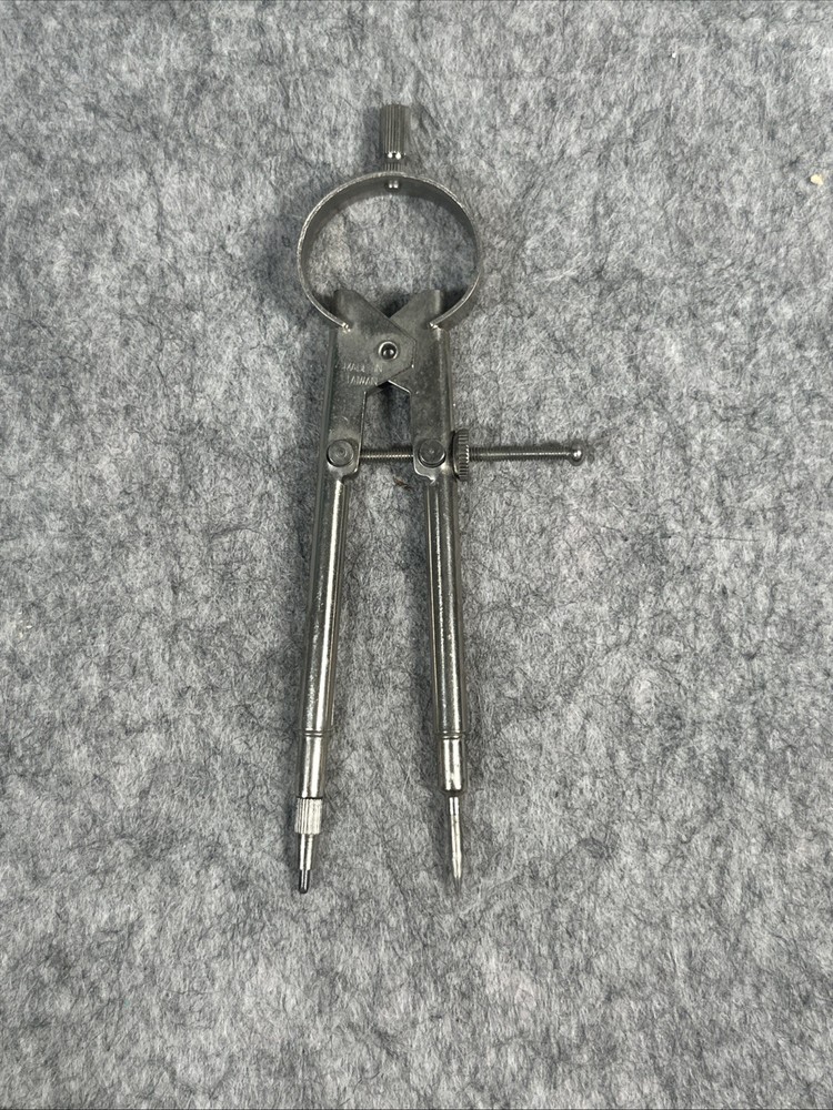 Vintage  Interchangeable Pencil, Pointer, Ink Metal Drafting Compass