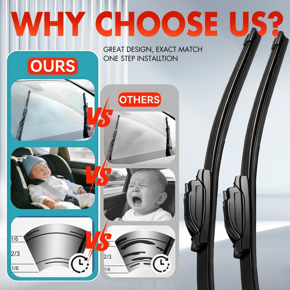 2Pcs Front Windshield Flat Wiper Blade Set For Audi Q5 2008-2025 24"+20"