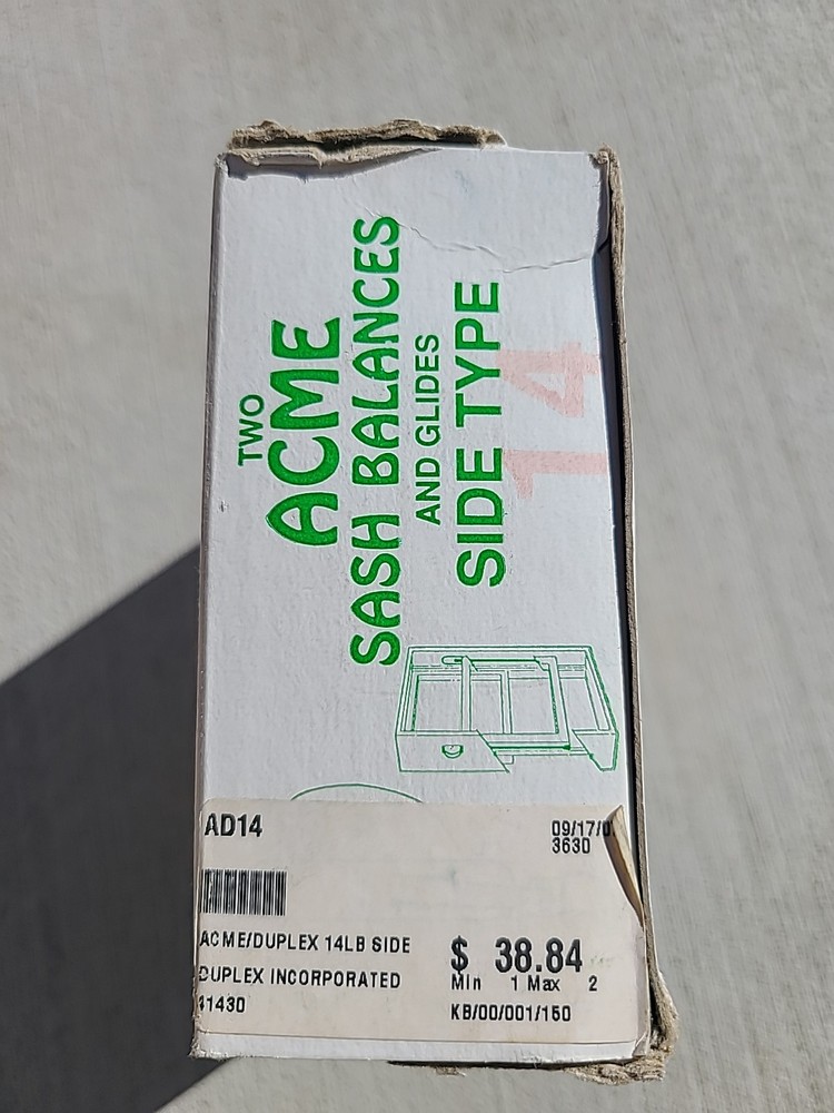 Two ACME Sash balances and glides Side type, number 14