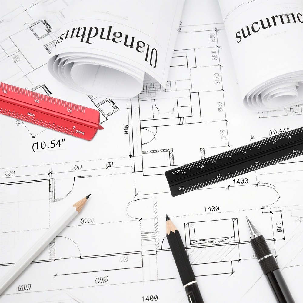 7 Inch Metric Architectural Triangular Scale Ruler Large Scale, Green