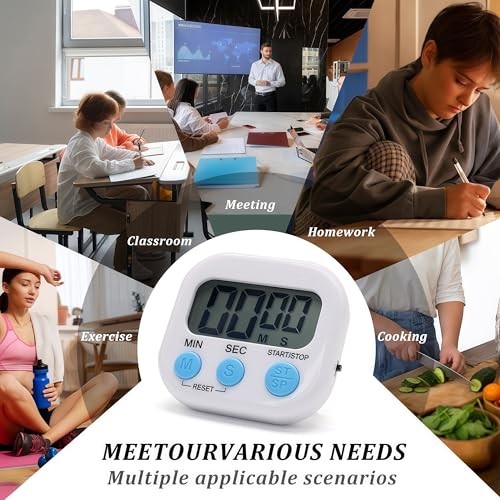 Pack Multi-Function Electronic Timer - Kitchen Timer,Magnetic Digital 12