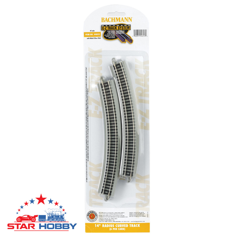 BACHMANN 44853 14" RADIUS CURVED TRACK - N SCALE (6 pcs)