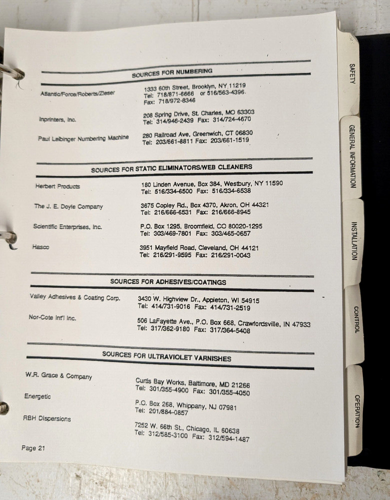 Mark Andy 830 System Press Service Manuals