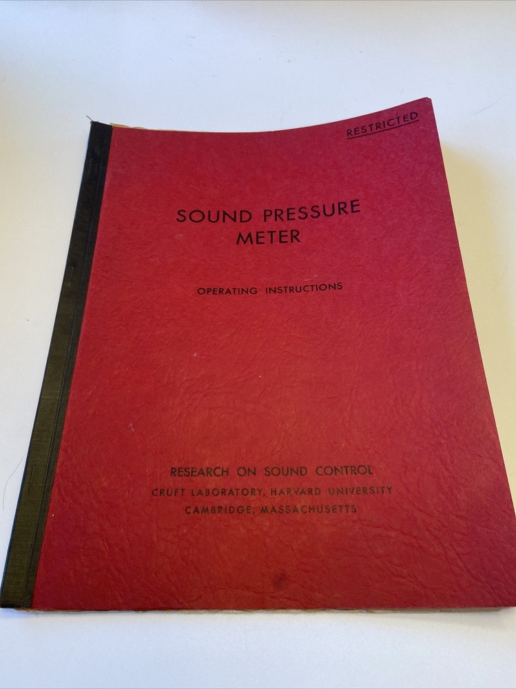 Sound Pressure Meter Harvard University Research Operating Instructions #D