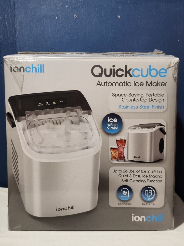 NEW ~ Ionchill QUICKCUBE Portable Countertop Ice Maker ~ Open Box