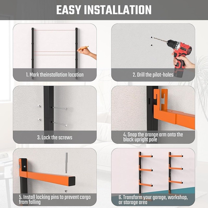 Heavy Duty Wall Mounted Lumber Rack Storage Solution Durable Garage Organizers