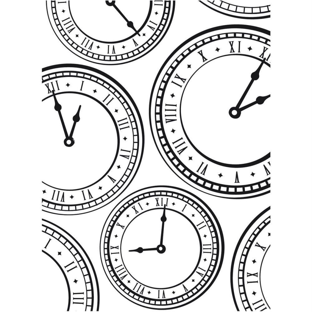 Darice Embossing Folder ~ CLOCK ~ Clocks Background A2   1218-01 082676295713