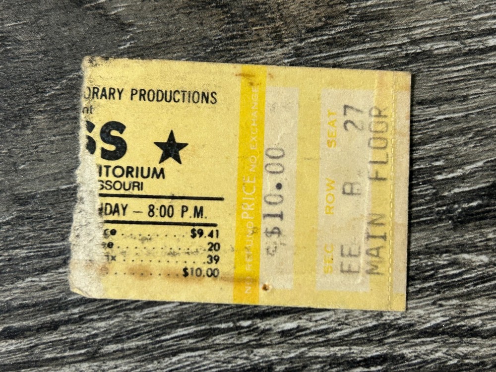 KISS TICKET STUB Dynasty Concert Tour Kansas City MO 1979 Vintage Kiss Aucoin B