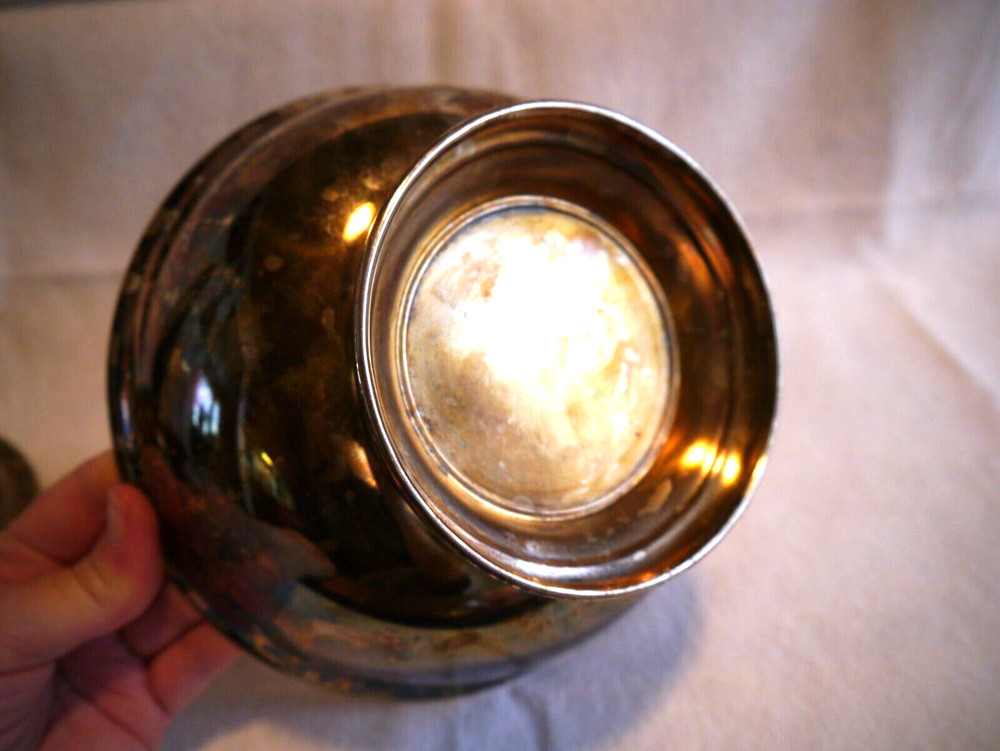 VTG Silverplate Service Ware Cranberry Bowl, 8 x 4, unpolished