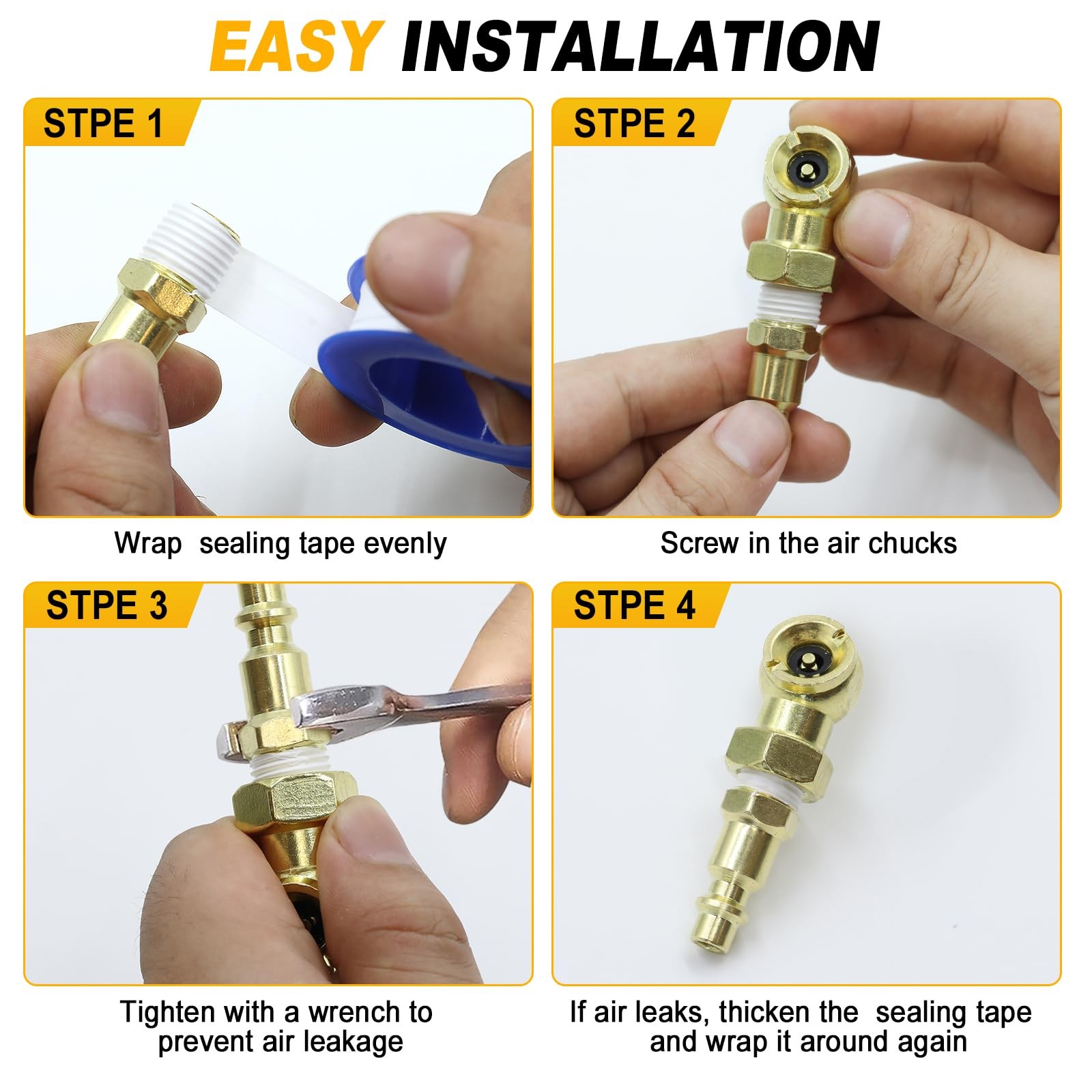 2Pcs Closed Air Chuck, 1/4" FNPT Portable Closed Flow Tire Chuck Inflator Nozzle