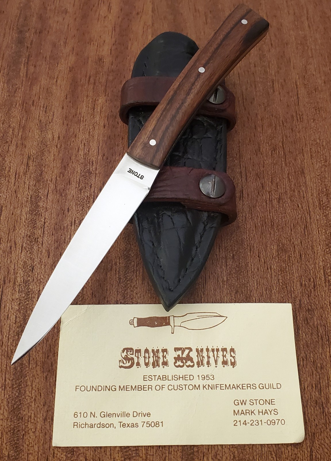 G.W. Stone Custom Handmade Small Fixed Blade EDC Knife Cocobolo Handle c.1970's