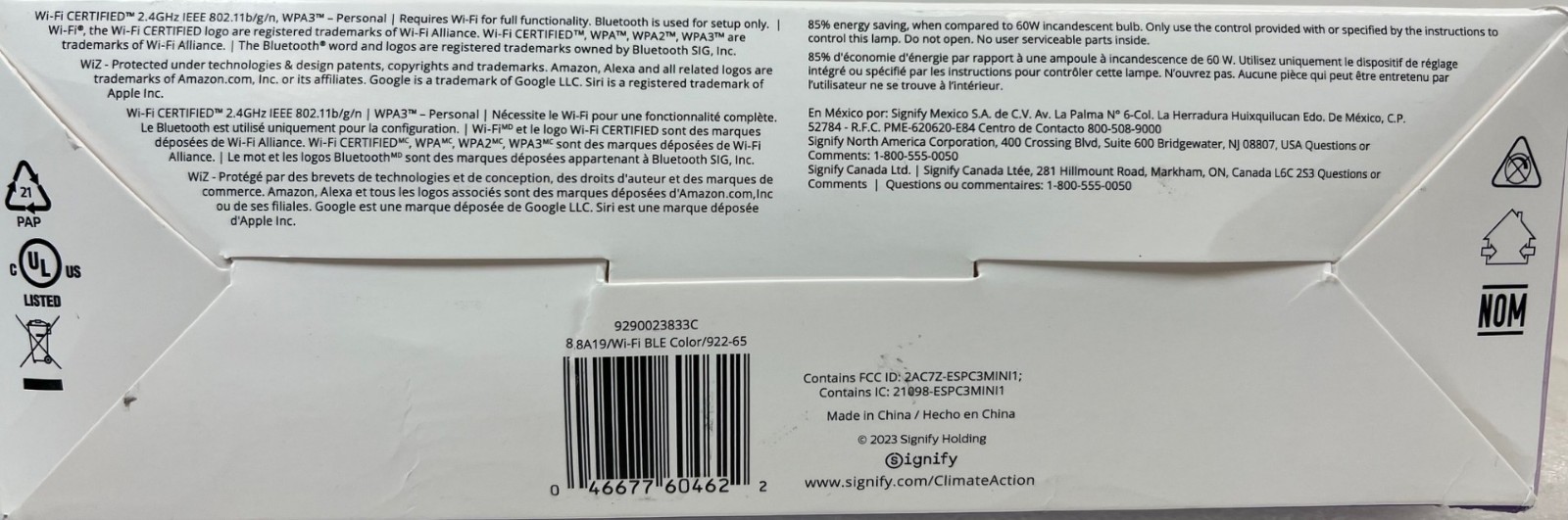 Wiz 60W LED A19 Color Smart Bulb 800 Lumens- 16M Colors Warm to Cool - 4 Pack