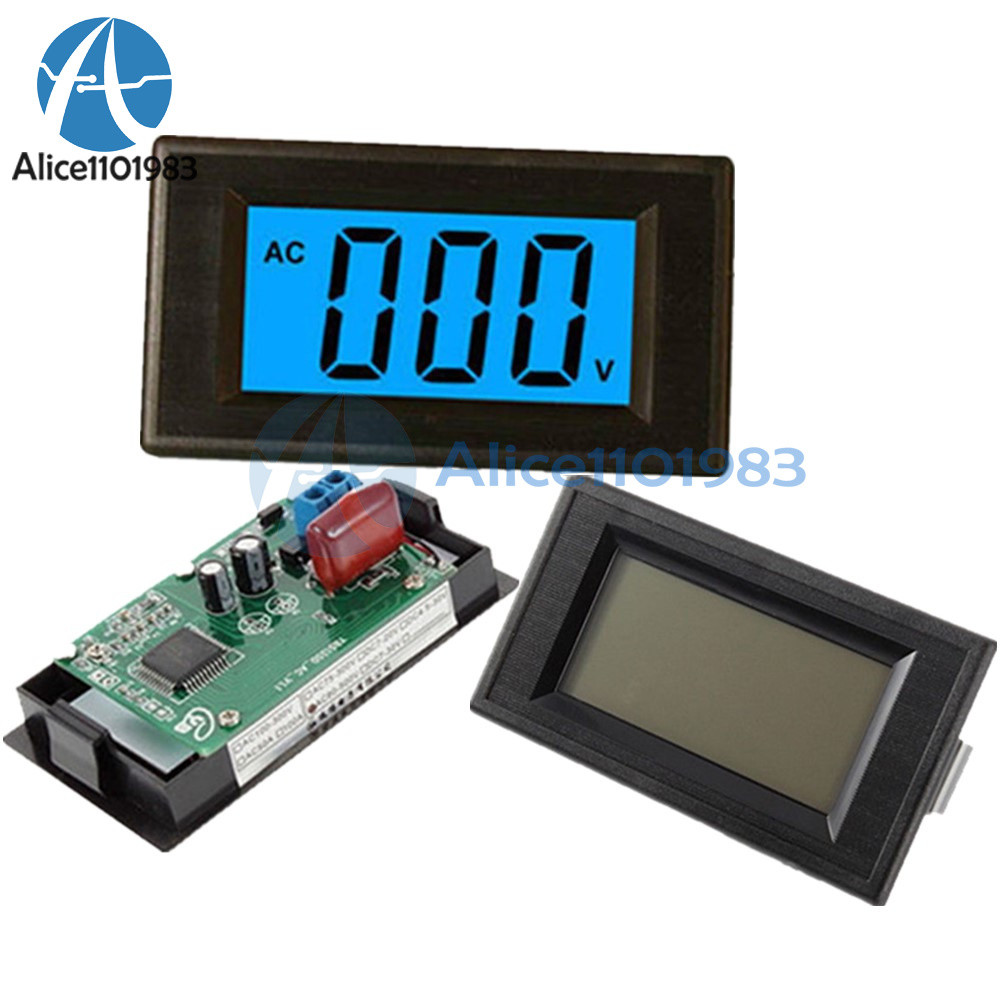 2/4-wire Digital Blue AC 0-500V Voltmeter Panel LCD Alternating Voltage Meter