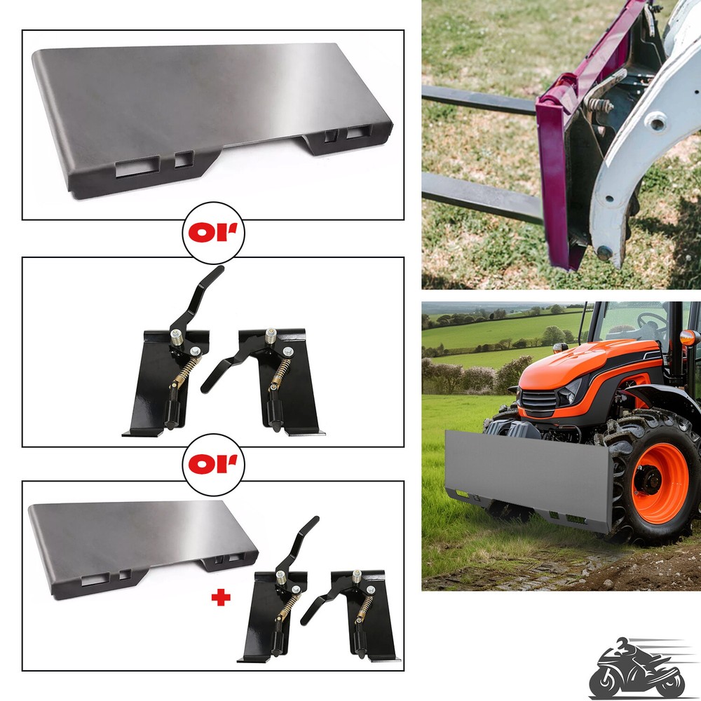 1/2" Skid Steer Quick Tach Attachment Mount Plate / Conversion Adapter Latch Box