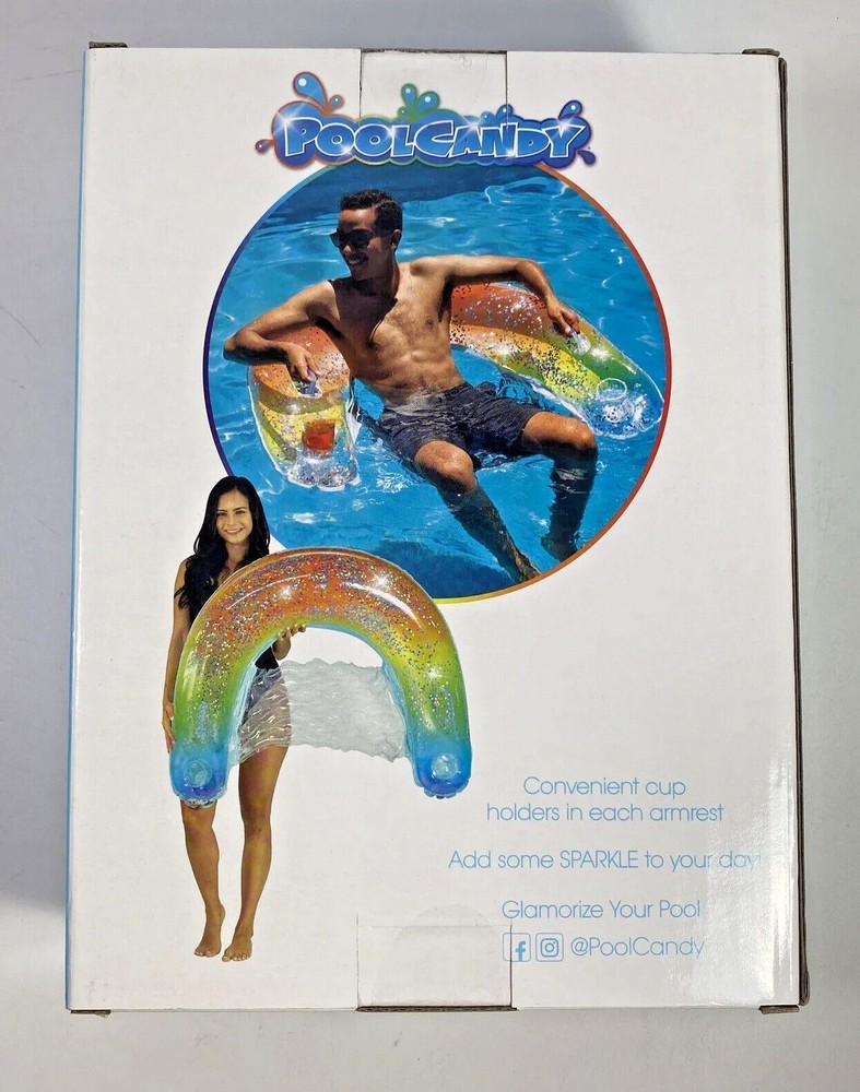 PoolCandy Rainbow Collection Glitterfied Sun Chair Float With Cup Holders