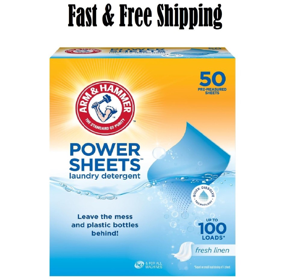 Arm & Hammer Power Sheets Laundry Detergent, Fresh Linen 50ct