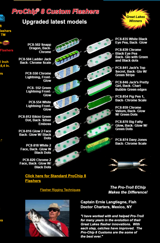 PRO-TROLL ProChip 8" #554 White Lightning Flasher - New