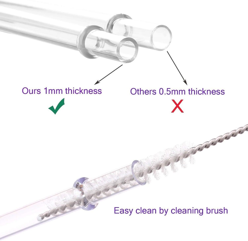 11 Inch Clear Reusable Plastic Replacement Drinking Straws Extra Long for 24Oz &