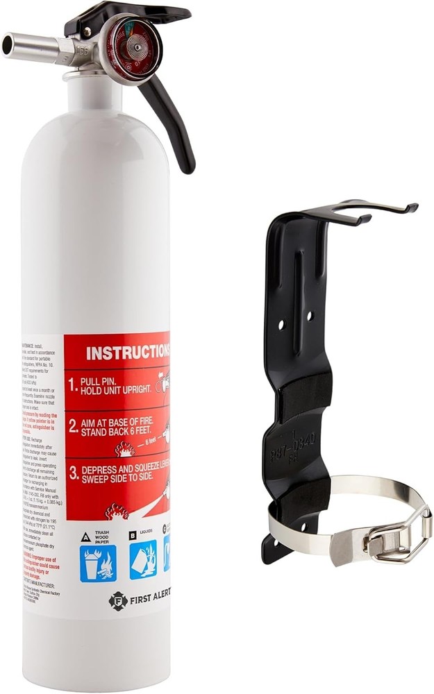 Compact 1-A:10-B:C Fire Extinguisher with Complete Mounting Solution Included