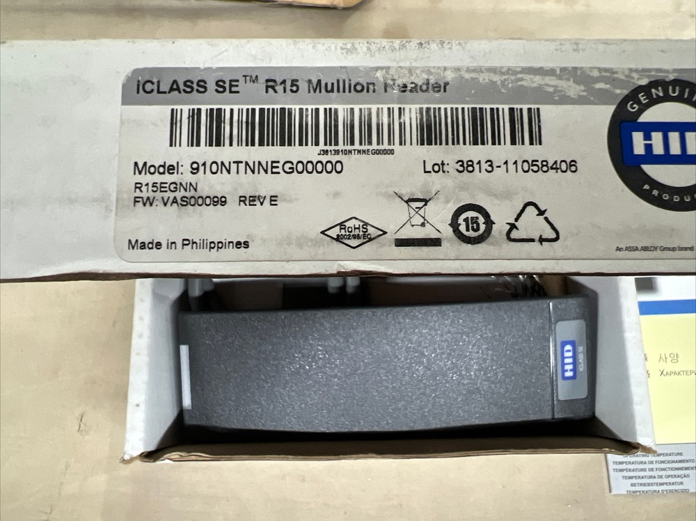 HID 910NTNNEG00000 R15 iCLASS SE Mini Mullion Reader