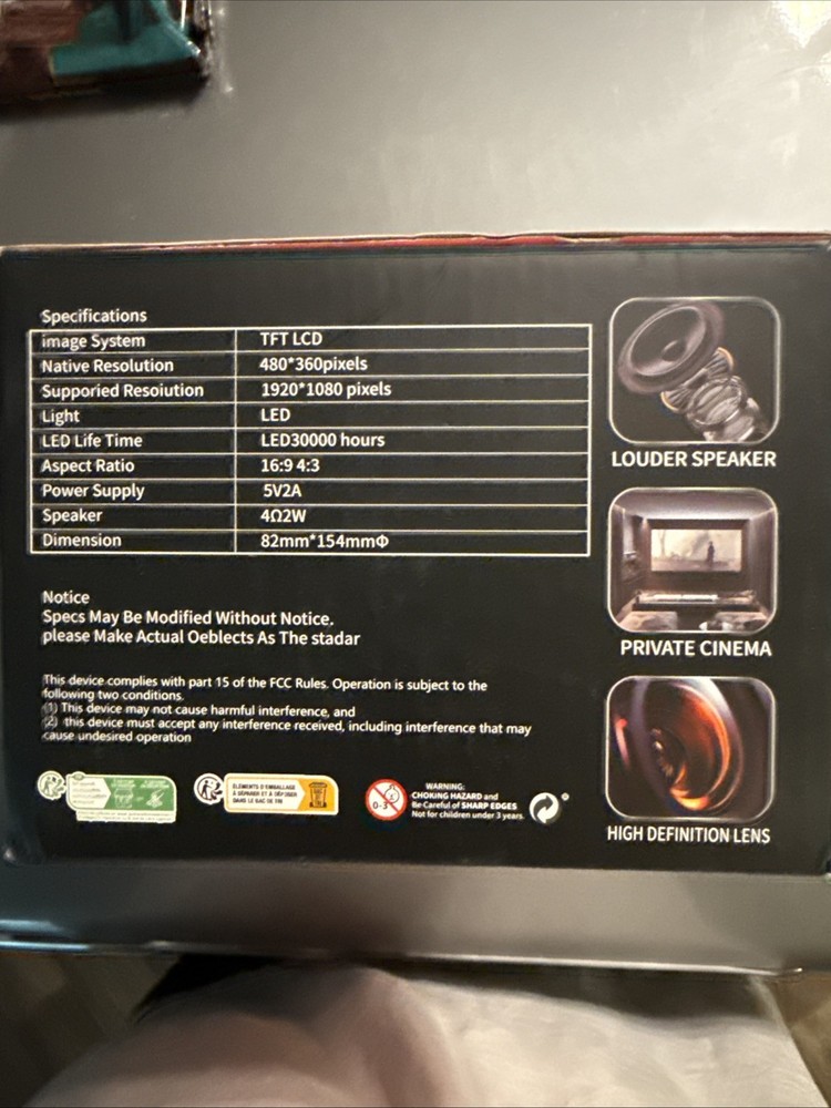 Rotundity Mini Projector Wi-Fi Ready Large Screen Screen Mirror High Definition