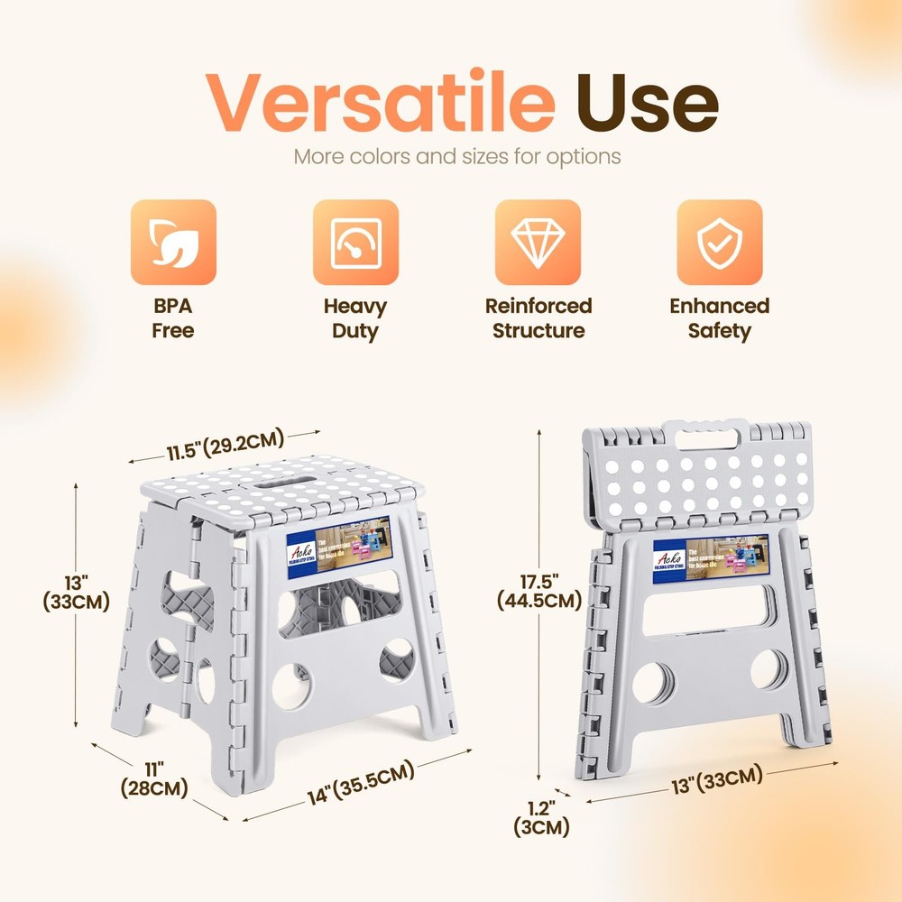 Folding Step Stool Foldable Stool 13 inch Plastic Stools for Kids and Adults ...