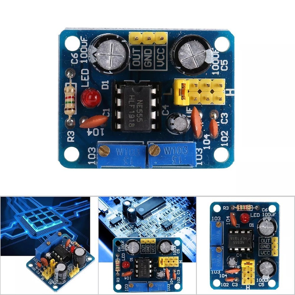 NE555 Pulse Frequency Generator Board LED Indication Continuous Output Range