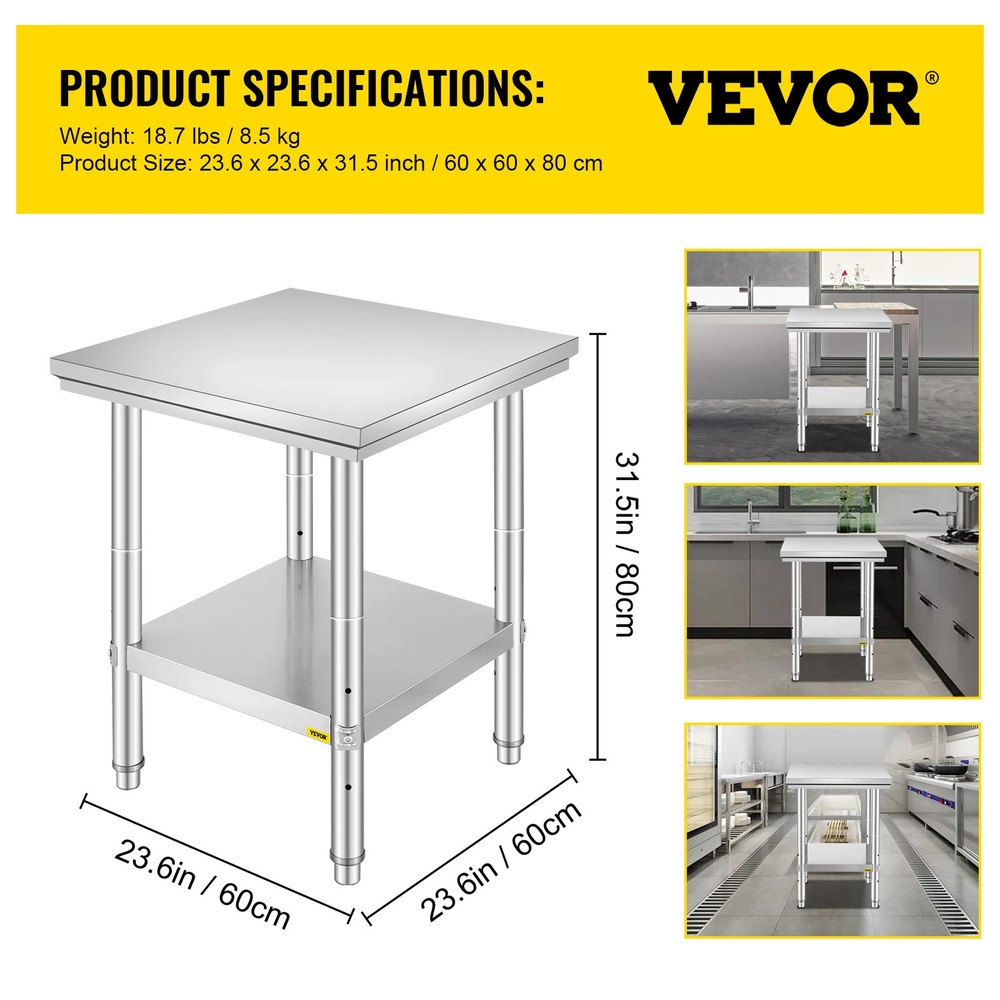 Kitchen Work Bench Commercial Catering Table Worktable with Undershelf