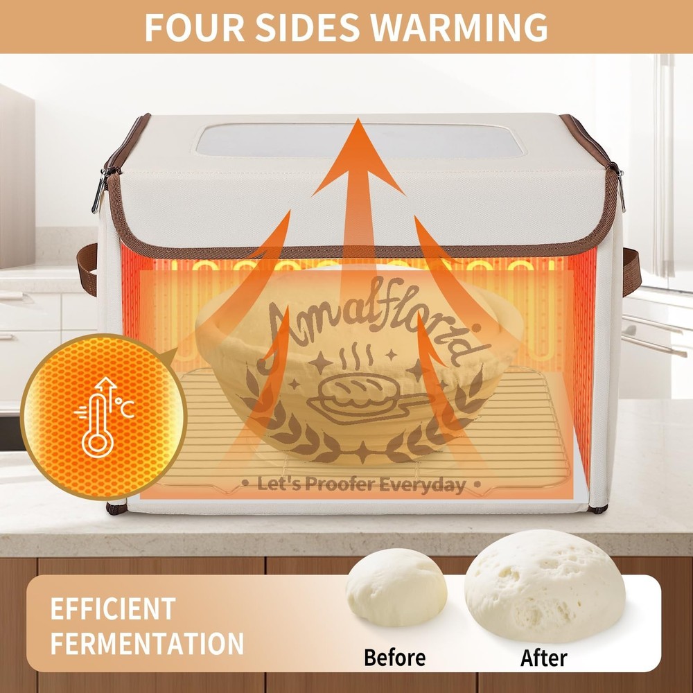 Folding Bread Proofing Box, Dough Proofer with 68-131℉ Temp Control & 99H