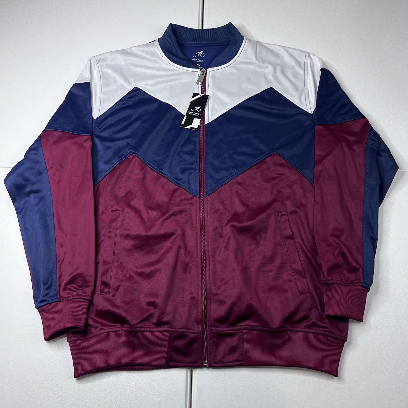 Montique International Track Jacket Maroon Blue White Men’s Size XL