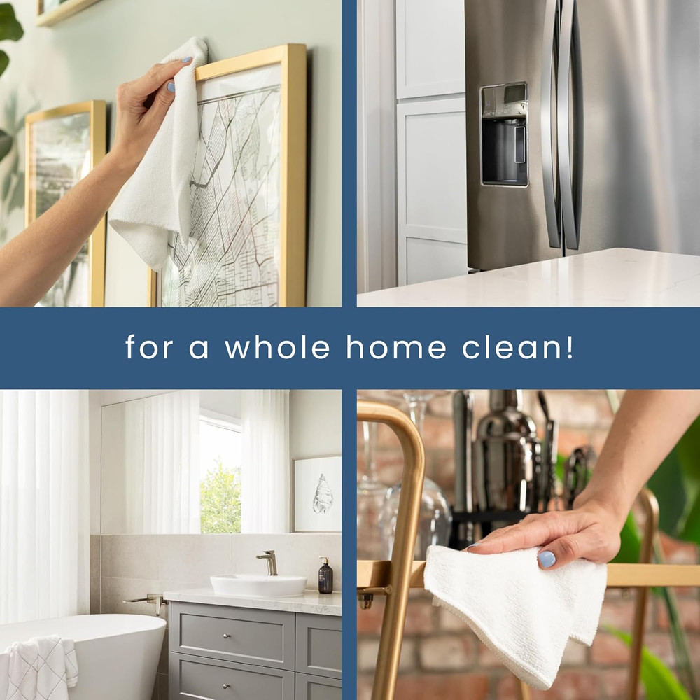 Microfiber Cleaning Cloth, Bulk Towels for Home, Reusable 50 Pack White