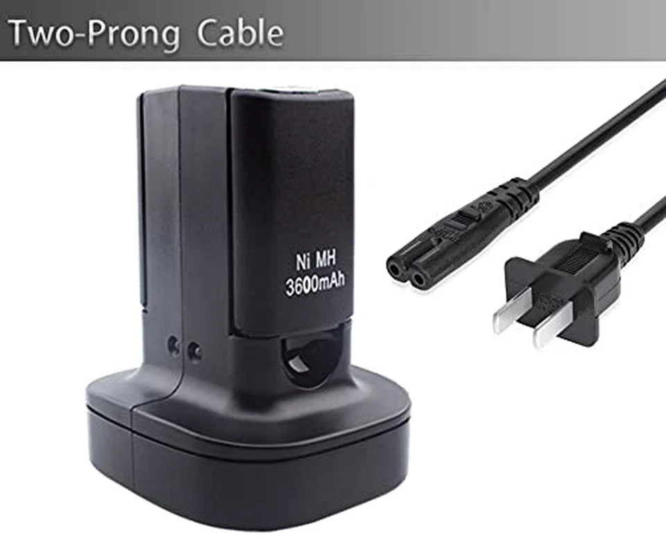 2-Pack Xbox 360 Controller Rechargeable Battery (3600Mah) with Dual Charging